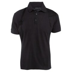 Alexander McQueen Black Cotton Pique Harness Detail Polo T-Shirt L