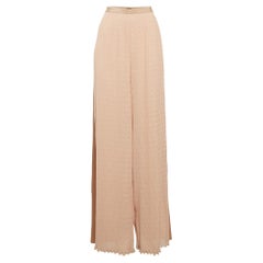 Max Mara Pink Crinkle Chiffon Wide-Leg Judit Trousers M