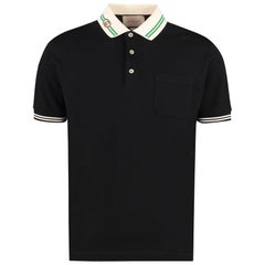 Gucci Black Cotton Pique Polo T-Shirt L