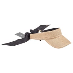 Saint Laurent Visiera in paglia con dettaglio sciarpa beige Taglia 57