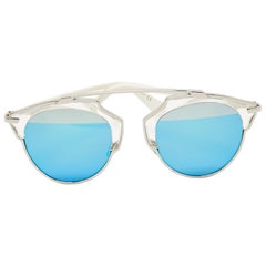 Dior Silver/Blue Mirrored DiorSoReal Aviator Sunglasses