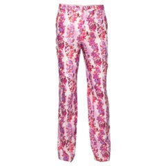 Etro Pantalon droit en lin imprimé floral multicolore XXL