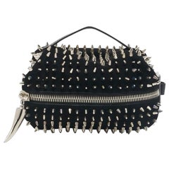 Giuseppe Zanotti Black Spiked Leather and Suede Clutch