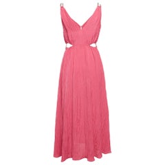 Maje Pink Crinkled Crepe Cut-Out Runeti Midi Dress M
