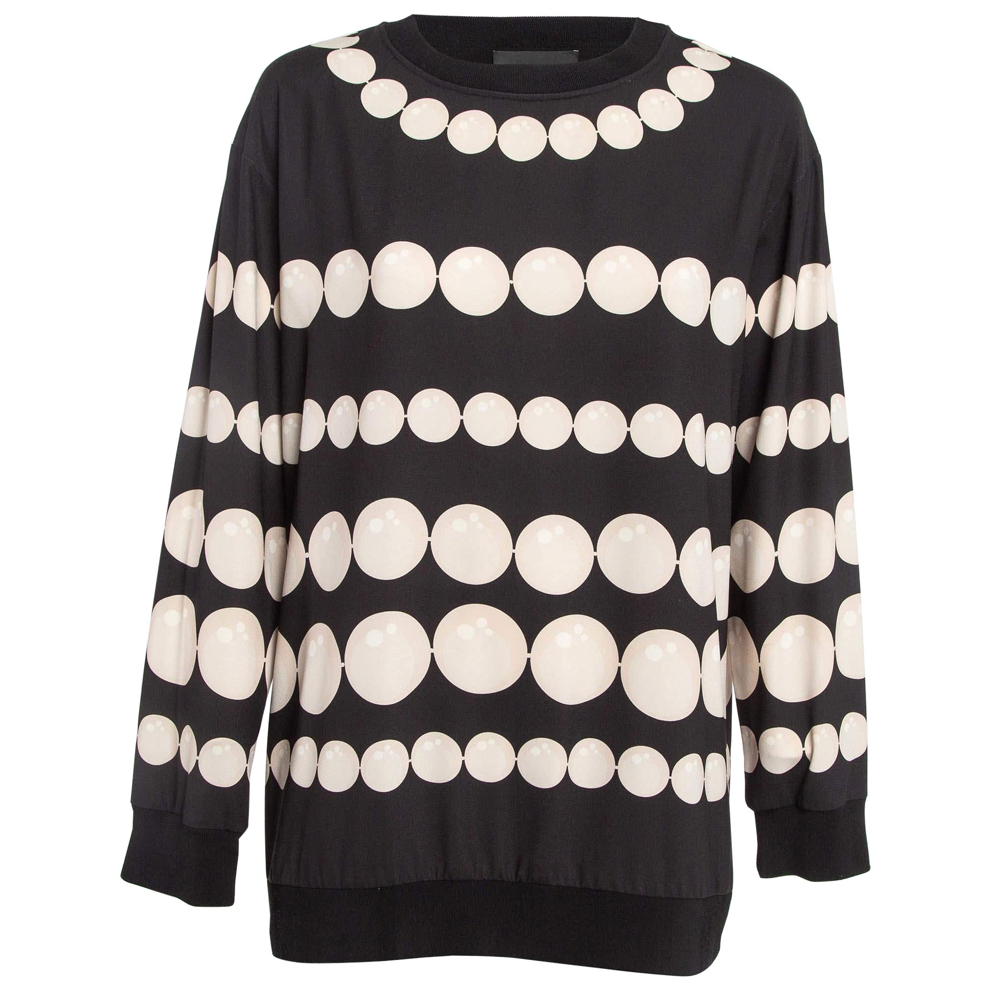 Boutique Moschino Black/White Dots Print Stretch Crepe Sweatshirt M