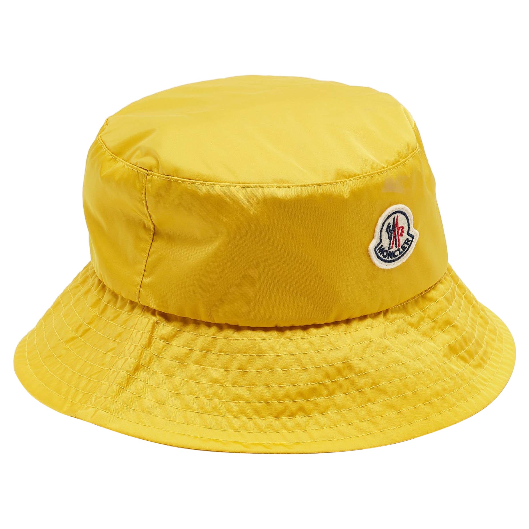 Moncler Yellow Logo Patch Nylon Bucket Hat S