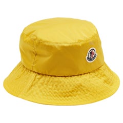 Moncler Yellow Logo Patch Nylon Bucket Hat S