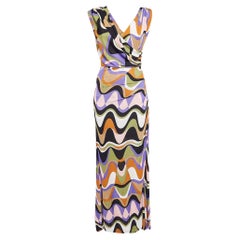 Emilio Pucci Multicolor Printed Jersey Ruched Maxi Dress S