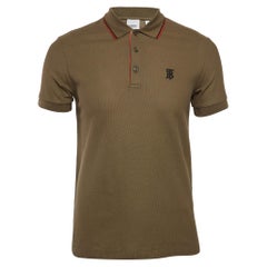 Burberry Olive Green Cotton Pique Short Sleeve Polo T-shirt S