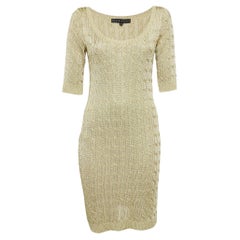 Ralph Lauren Gold Cable Lurex Knit Mini Dress M