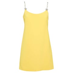 Miu Miu Yellow Crepe Faille Cady Chain Strap Mini Dress M