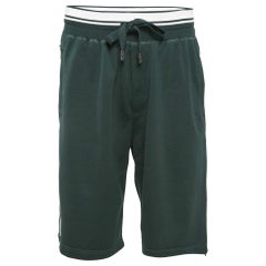 Dolce & Gabbana Green Cotton Knit Drawstring Shorts M