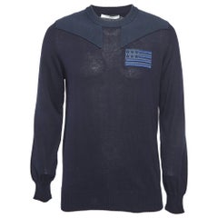 Givenchy Navy Blue Navy Blue Applique Detail Sweatshirt L