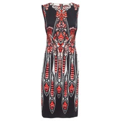 Roberto Cavalli Black/Red Printed Stretch Crepe Short Dress M