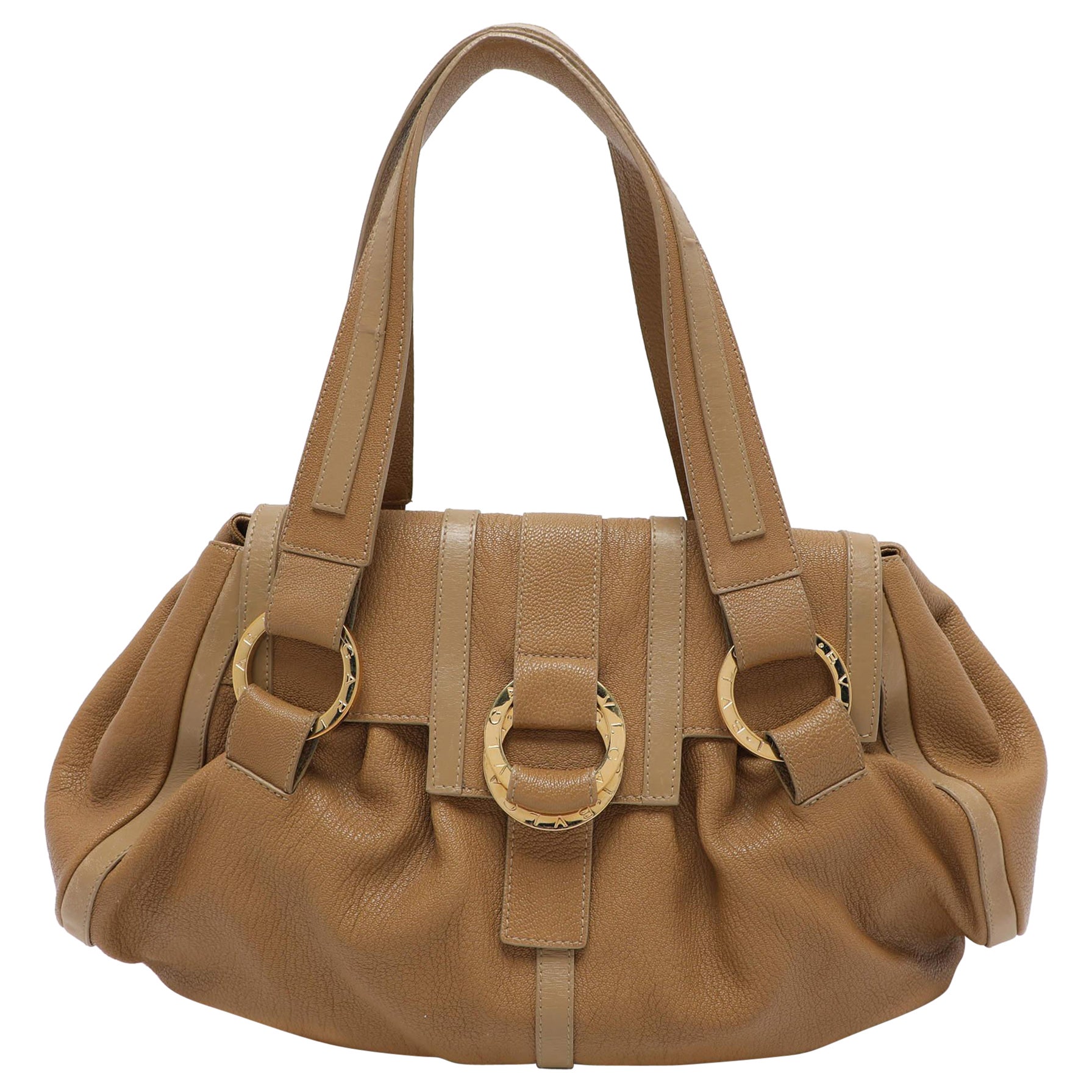 Bvlgari Beige Leather Chandra Shoulder Bag For Sale