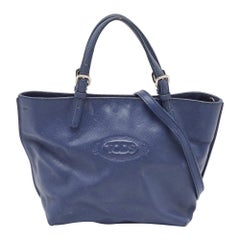 Tod's Marineblaue Toronto Shopper Tote aus Leder