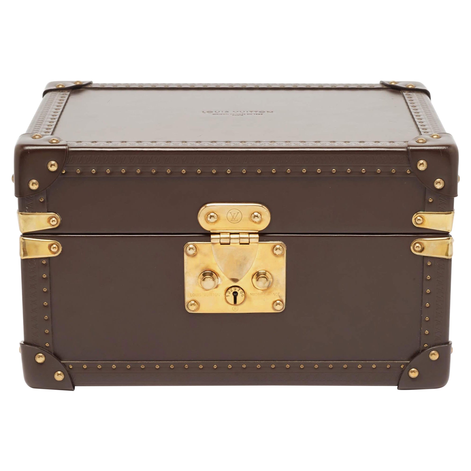 Louis Vuitton Brown Leather Boite Montre Case For Sale