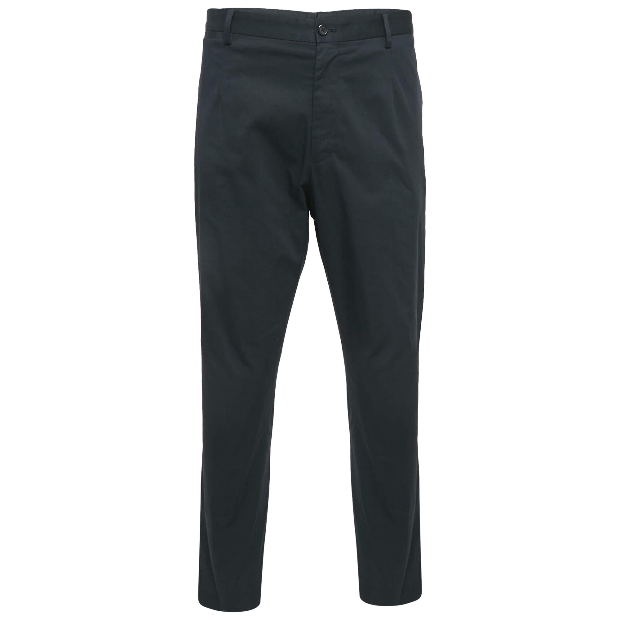 Dolce & Gabbana Black Cotton Tailored Trousers XXXL For Sale