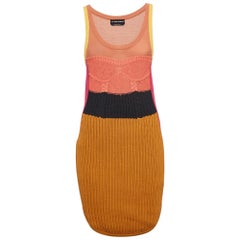Sonia Rykiel - Mini abito senza maniche in maglia a coste multicolor XS