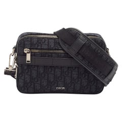 Dior Black Oblique Jacquard Canvas Safari Crossbody Bag