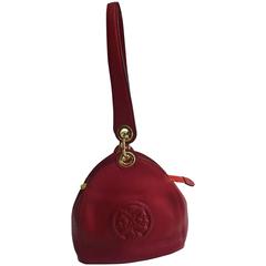 1990s Unusual Red Leather Fendi Handbag with Janus Roman Heads Medallion