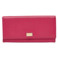 Dolce & Gabbana Fuchsia Continental Brieftasche aus Leder mit Klappe