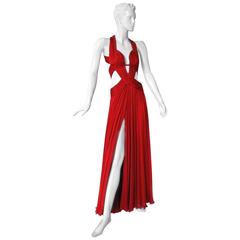 Roberto Cavalli Red Cut-Out Hollywood Red Carpet Gown 3