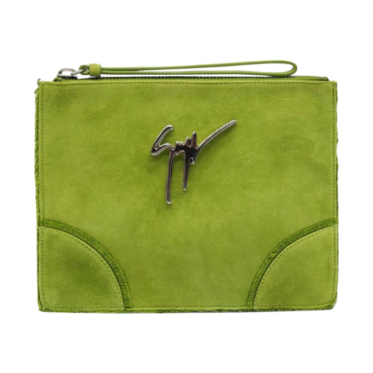 Giuseppe Zanotti Clutch Bag Suede in Green