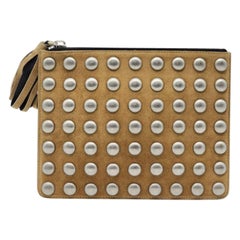 Giuseppe Zanotti Studded Clutch Bag Suede in Brown