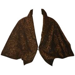 Lanvin 2007 Metallic Copper Raised Floral Brocade Cape Jacket 11