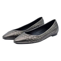 Bottega Veneta Intrecciato Leather Loafers in Silver