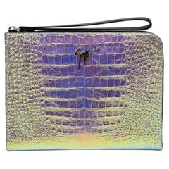 Giuseppe Zanotti Clutch Bag Croc Print Leather in Iridescent