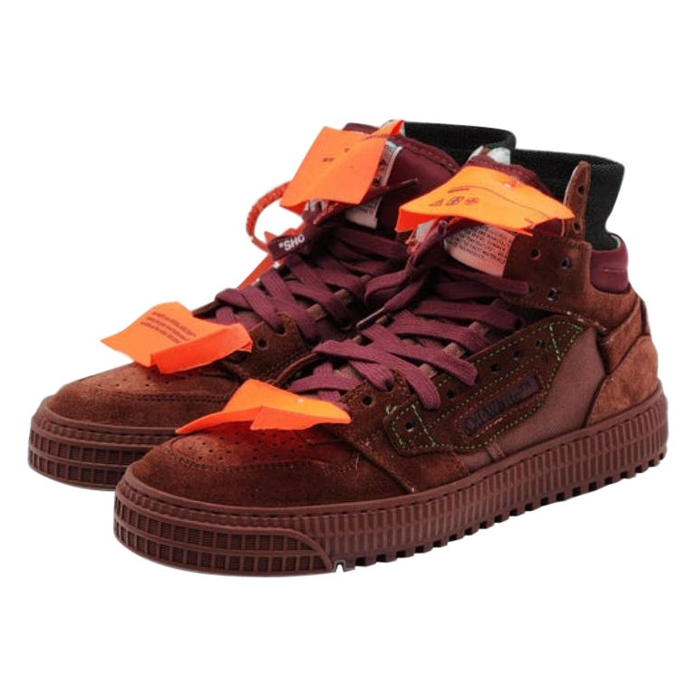 Off-White 3.0 Court Hi Top Women's Sneakers Burgundy For Sale
