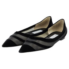 Jimmy Choo Love Tulle Flat Ballerina Shoes in Black