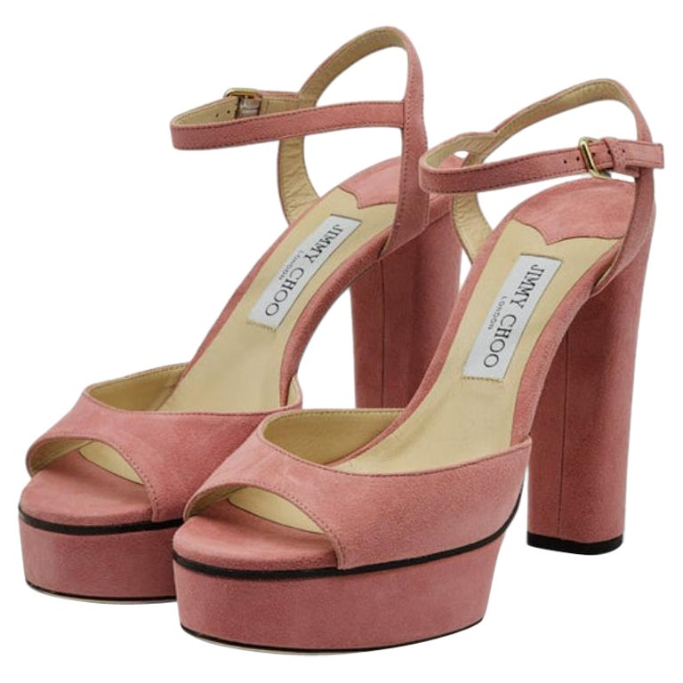 Jimmy Choo Sandali con plateau in pelle scamosciata in rosa in vendita