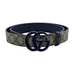Gucci GG Supreme Thin Brown Blue Belt