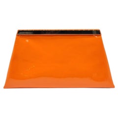 Übergroße Clutch von Giuseppe Zanotti aus Lackleder in Orange