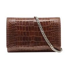 Giuseppe Zanotti Emilee Clutch Shoulder Bag Croc Print Leather in Brown