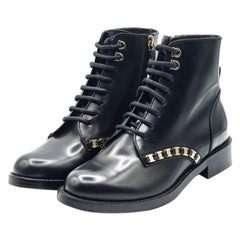 Salvatore Ferragamo Theodore Combat Boots Leather in Black