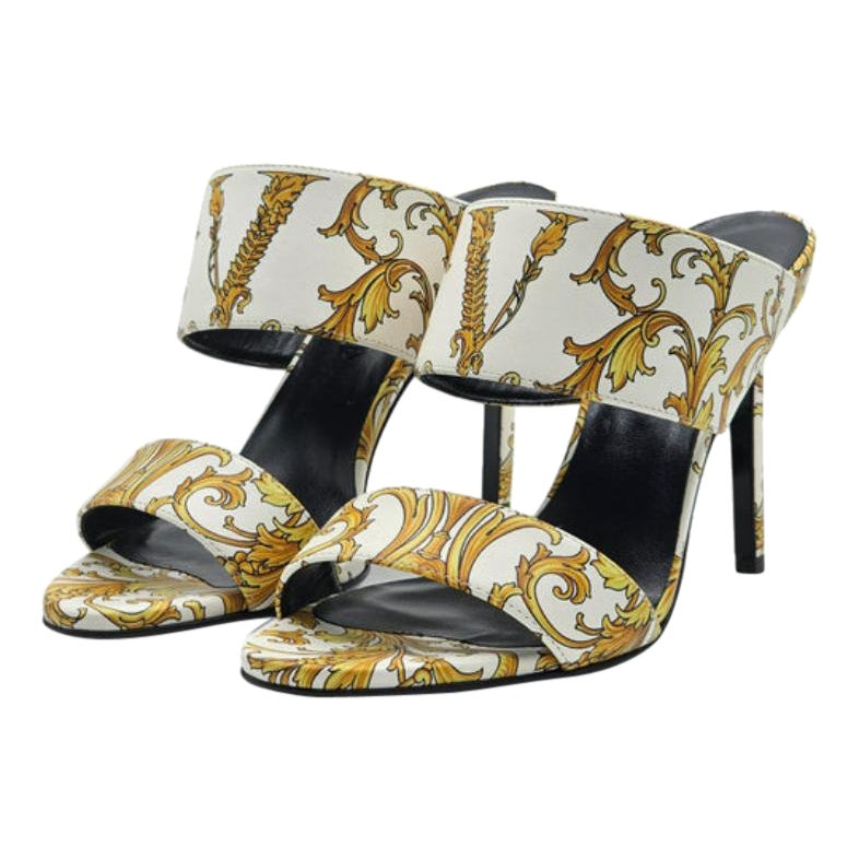 Versace Sandales à talons aiguilles Virtus V imprimé baroque blanc