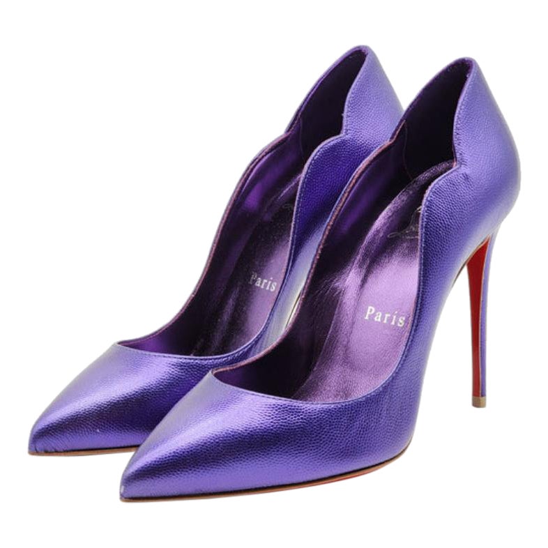 Christian Louboutin Hot Chick Pumps Leather in Purple 37.5 For Sale