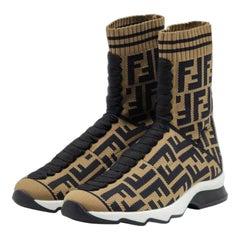 Fendi FF Openwork Sock Sneakers - Stoff - Brown - 35