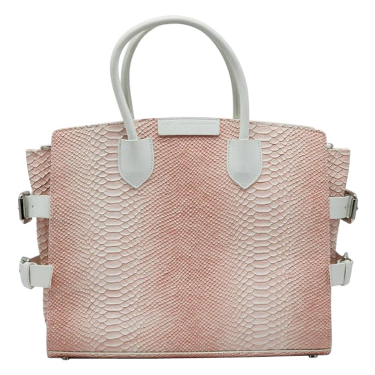 Giuseppe Zanotti Macis Tote Python-Print Leather in Pink White