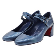 Christian Louboutin Miss Jane Pumps Leather in Blue Size 35.5