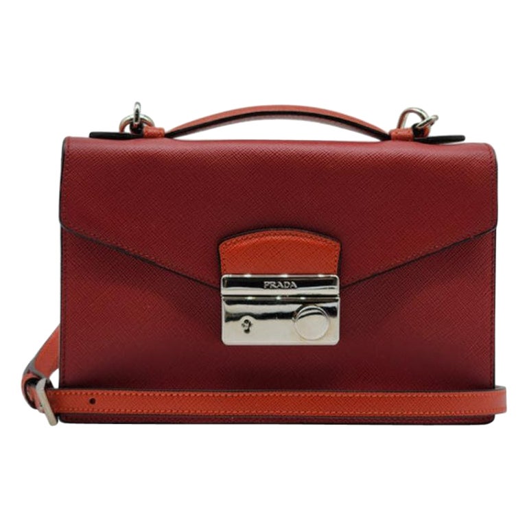 Prada Convertible Sound Bag Vernice Saffiano Leather in Red For Sale
