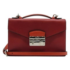 Prada Convertible Sound Bag Vernice Saffiano Leather in Red