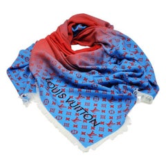 Louis Vuitton LV Logo Multicolor Wool Oversized Scarf Blue/Red