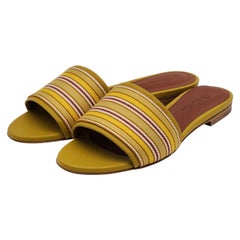 Loro Piana The Suitcase Stripe Flat Sandals in Yellow