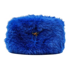 Giuseppe Zanotti Shoulder Bag Clutch with Logo Faux Fur in Blue