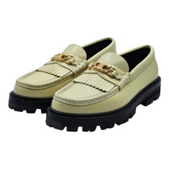 Celine Margaret Triomphe Loafers Polished Bull Leather in Yellow